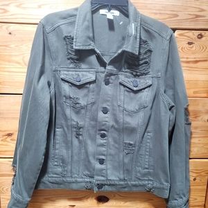 Refuge Olive Green Denim Button front Jacket